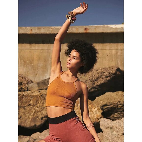 Free People Movement Happiness Runs Crop Tank - Light Earth NEW - Picture 1 of 4